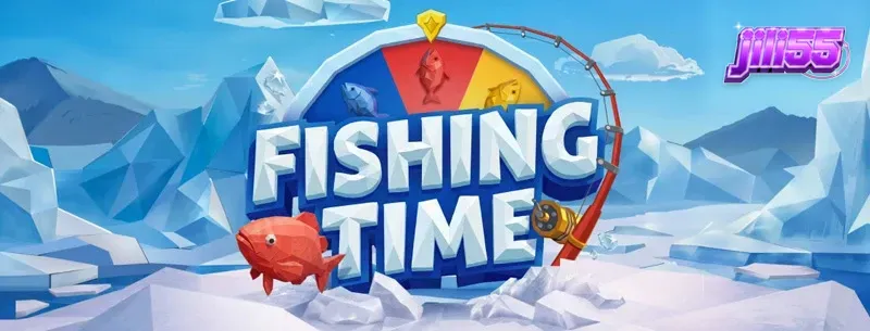 Ang interface ng larong Fishing Time na nagpapakita ng Wheel of Fortune at temang pangingisda.